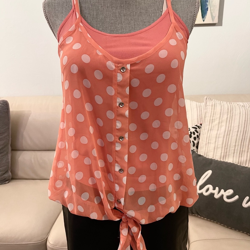 B. Jewel Sheer Spaghetti Strap Camisole Top